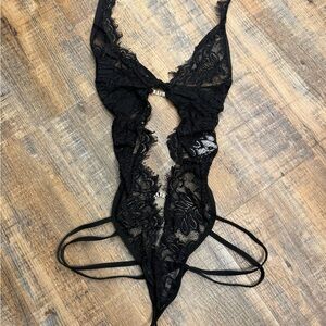 Avidlove Black Lace Teddy XXL Sheer Strappy Cutout Bodysuit